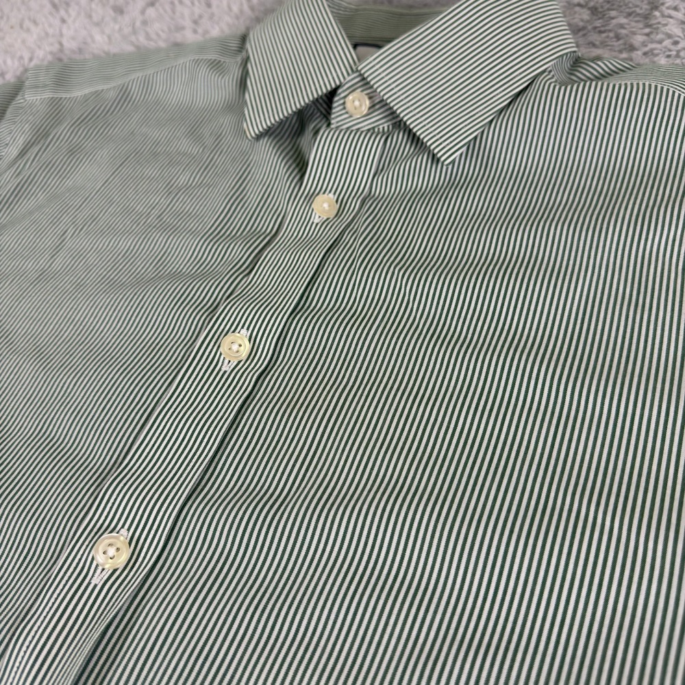 Charles Tyrwhitt Mens Green White Striped Classic Fit Dress Shirt 15.5/35 - Picture 4 of 9